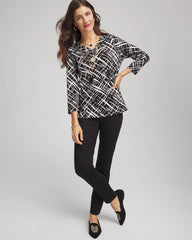 Printed Pima 3/4 Sleeve Tee Black - Chico's