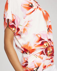 Touch of Cool™ Tropical Ruched Banded Hem Top Orange Tango - Chico's