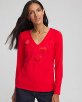 Embellished Heart V-Neck Tee Love Letter Red - Chico's