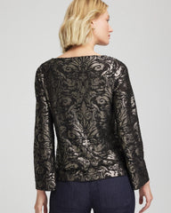 Art Deco Burnout Jacquard Top Black - Chico's