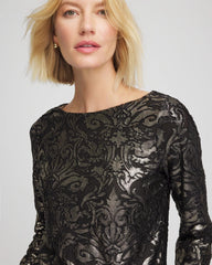 Art Deco Burnout Jacquard Top Black - Chico's
