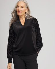 Art Deco Velvet Burnout Top Black - Chico's