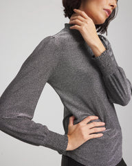 Sparkle Smocked Top Silver Glitter - Chico's