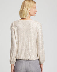 Drizzled Sequins Bubble-Hem Top Champagne Fizz - Chico's