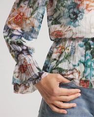 Rose Print Crinkle Top Ecru - Chico's