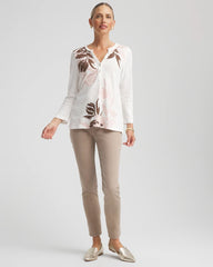 Slub Splitneck Henley Tee Rose Smoke - Chico's