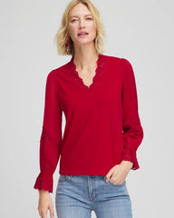 Lace V-Neck Top Carmine Red - Chico's