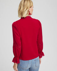 Lace V-Neck Top Carmine Red - Chico's