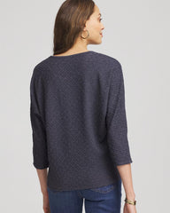 Textured Denim-Motif Tapered-Hem Top Denim - Chico's