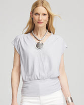 Foiled Knit Banded Bottom Top Dove Gray - Chico's
