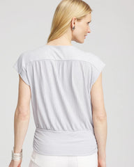 Foiled Knit Banded Bottom Top Dove Gray - Chico's