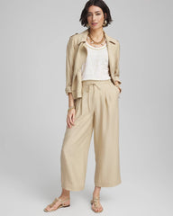 Printed Sweater Trim Linen Tee River Rock - Chico's