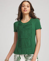 Jersey Knit Ruched Front Tee Palm Leaf - Chico's