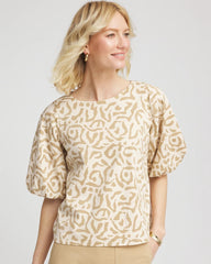 Animal Print Bubble Sleeve Top Glistening Sand - Chico's