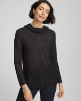 Lace Hem Cowlneck Top Black - Chico's