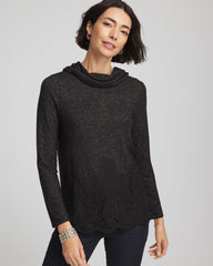 Lace Hem Cowlneck Top Black - Chico's
