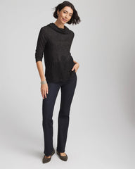 Lace Hem Cowlneck Top Black - Chico's
