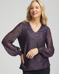 Foiled Bodre Top Purple Elixir - Chico's