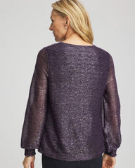 Foiled Bodre Top Purple Elixir - Chico's