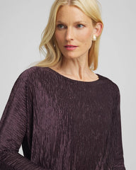 Crinkle Velvet Banded-Bottom Top Night Bloom - Chico's
