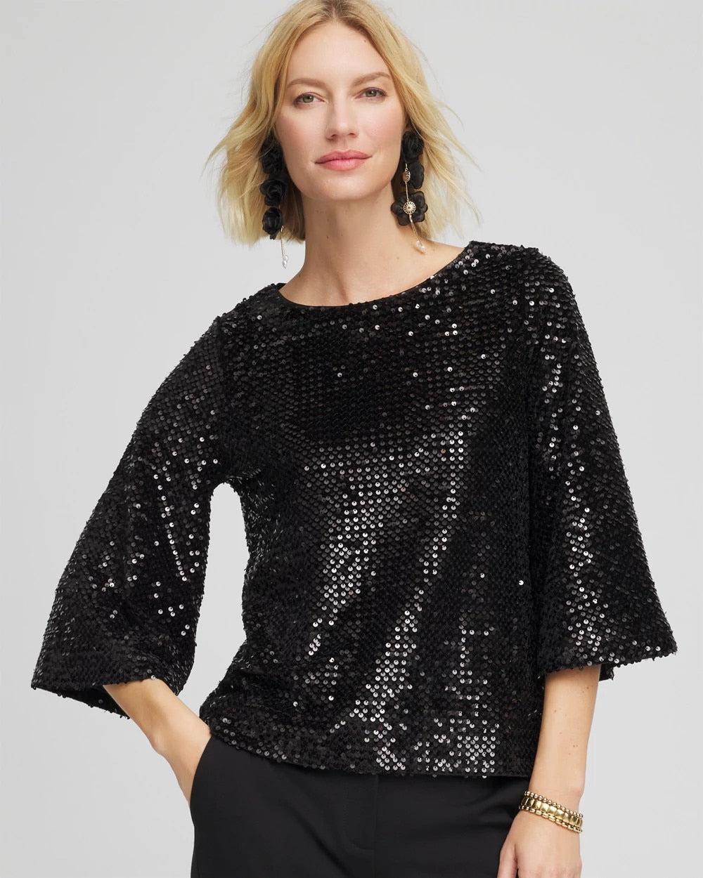 Sparkling Sequin Party Tee Black - Chico's