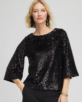 Sparkling Sequin Party Tee Black - Chico's