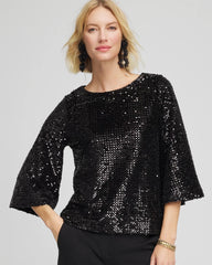 Sparkling Sequin Party Tee Black - Chico's