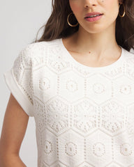 Crocheted Cotton-Blend Shirt Ecru - Chico's