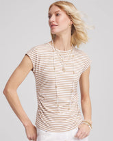 Neutral Striped Cap Sleeve Dolman Tee Cafe Aroma - Chico's