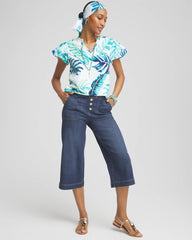 Notch Neck Cap Sleeve Tee Paradiso Blue - Chico's