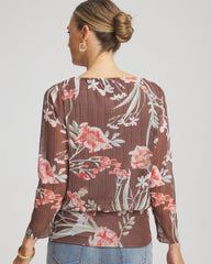 Textured Banded-Hem Top Dried Mushroom - Chico's