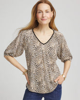 Leopard Braided Linen Top Ecru - Chico's