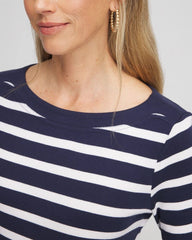 Stretch Cotton Boatneck Tunic Passport Blue - Chico's
