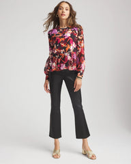Printed Chiffon Peplum Top Black - Chico's