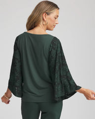 Touch of Cool™ Burnout Angel-Sleeved Top Darkest Spruce - Chico's