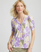 Floral Slub Henley Tee Alabaster - Chico's