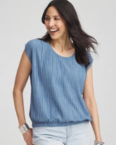 Melange Pleated Bubble-Hem Top Indigo - Chico's