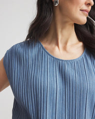 Melange Pleated Bubble-Hem Top Indigo - Chico's