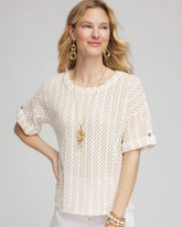 Textured Roll Cuff Tee Glistening Sand - Chico's