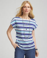 Stripe Modern Cap Sleeve Tee Paradiso Blue - Chico's
