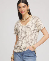 Panther Sweater-Trim Linen Tee Glistening Sand - Chico's
