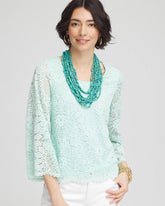 Scalloped Hem Lace Top Teal Waters - Chico's