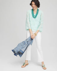 Scalloped Hem Lace Top Teal Waters - Chico's