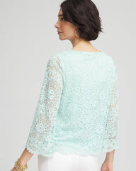 Scalloped Hem Lace Top Teal Waters - Chico's