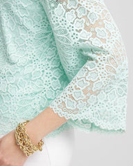 Scalloped Hem Lace Top Teal Waters - Chico's