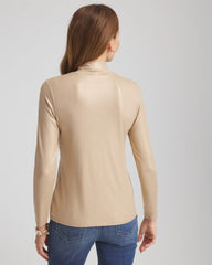 Touch of Cool™ Foil Mock Neck Layering Tee Champagne Fizz - Chico's