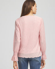 Crinkle Bodre Voop Neck Top Blushed - Chico's