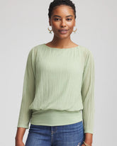 Touch of Cool™ Textured Banded-Hem Top Sage Meadow - Chico's