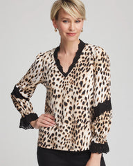 Animal Print Long-Sleeved Top English Cream - Chico's