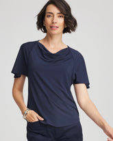 Jersey Knit Cowlneck Tee Passport Blue - Chico's